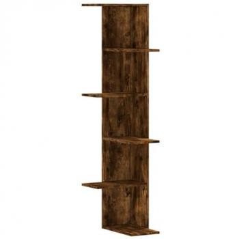 Estantería angular de pared madera roble ahumado 36,5x36,5x140 cm
