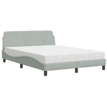 Cama con colchón terciopelo gris claro 140x200 cm vidaXL