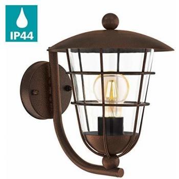 Aplique de pared exterior Eglo Pulfero 1, lámpara marrón de acero galvanizado y plástico, 1 bombilla E27, IP44, 22 cm