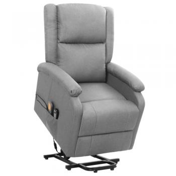 Sillón de masaje reclinable elevable de tela gris claro