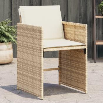 Conjunto de sillas de jardín con almohadas 4 piezas en ratán sintético beige