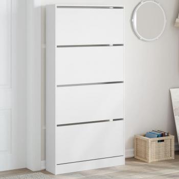 Zapatero con 4 cajones abatibles blanco 80x21x163,5 cm