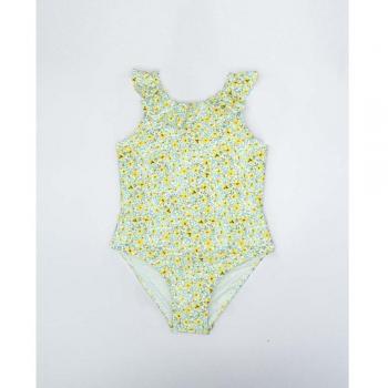 Bañador de niña estampado con flores amarillas y volante