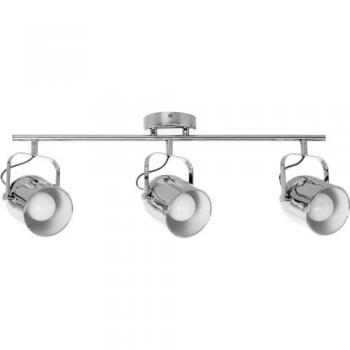 Lámpara de Techo Inga, Metal Cromo y Blanco, 63,5x13,5x21 cm