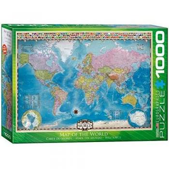 World Map Puzzle with Flags - 1000 Pieces by Eurographics