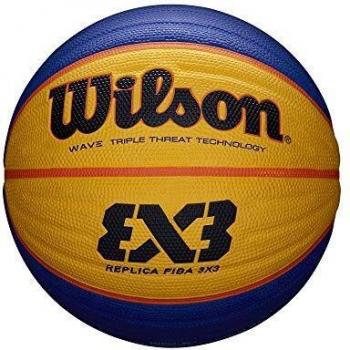 Wilson WTB0533XB Pelota de Baloncesto Fiba 3x3 Replica Caucho Interior y Exterior, Sin género, Azul/Amarillo, 6