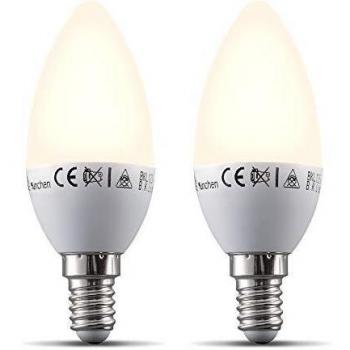 B.K.Licht I Juego de 2 lámparas LED E14 Wi-Fi I 5.5 vatios I 470 lúmenes I 2.700K Blanco cálido I Regulable I Aplicación Control de voz Alexa Google Home I iOS y Android I Bombilla inteligente