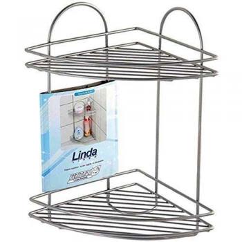 Estante Esquinero 2 Niveles Cromo Satinado para Baño