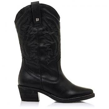 MTNG Botas de Tacón Mujer TEO 58964 Negro, de Piel, con Interior Textil, Caña Alta, Punta Afilada, sin Cierre-Abiertos