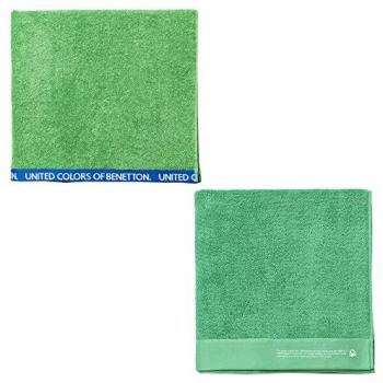 Juego de 2 Toallas de Algodón Orgánico 450gsm 90x150cm y 90x160cm Azul y Verde Benetton