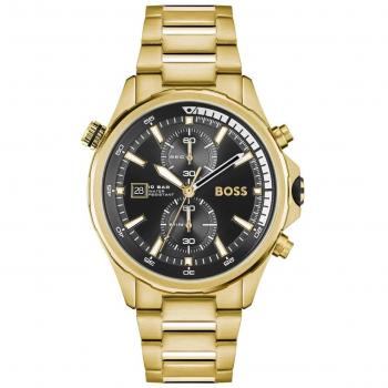 Hugo Boss Globetrotter Men's Chronograph Watch 1513932 with Black Dial and Gold Accents