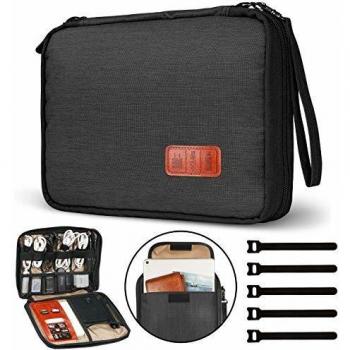 Gibot Electrónico Organizador de Cable Accesorios Electrónicos Bolsa para Cables, Disco Flash, Unidad USB, Cargador, Banco de energía, Tarjeta de Memoria, Auriculares y iPad Mini