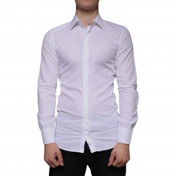 Slim Fit White Cotton Dress Shirt for Men - Size XS