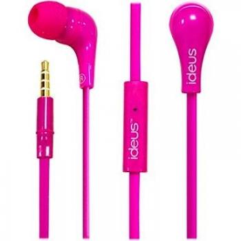 Ideus PHF600FU - Auriculares tipo manos libres con cable plano universal, color rosa