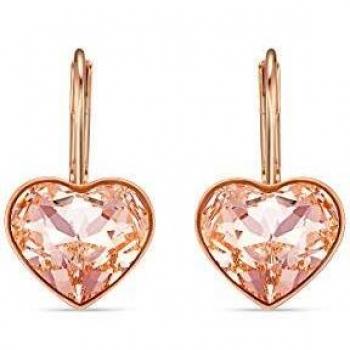 Swarovski Pendientes Bella Heart, rosa, baño tono oro rosa