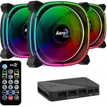 Aerocool ASTRO, ventilador PC 12 cm, 18 LED, control remoto RGB, antivibración