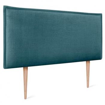 Cabecero Tapizado de Lino Natural Liso con Ribete y Patas para Cama Dormitorio Moderno (Turquesa, 90x105cm, Compatible con Camas 70/80/90)