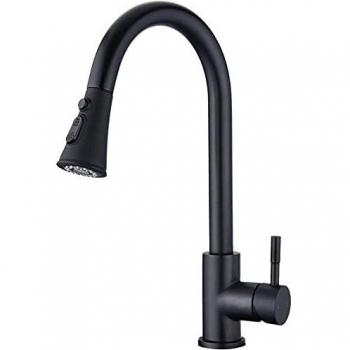 Grifo de Cocina, UCMDA Grifo Cocina Extraible con Caño Giratorio de 3 Modos de Rociado Rociador Desplegable, Acero Inoxidable Grifo de Cocina sin Plomo Agua Fría y Caliente