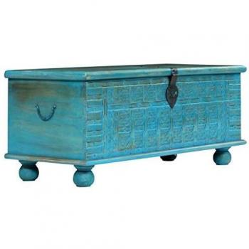 vidaXL Madera Maciza Mango Baúl de Almacenamiento Azul 100x40x41 cm Arcones