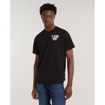 Camiseta Engine Back de Hombre G-Star Raw, Negra, Manga Corta, Algodón Orgánico, Sostenible, Talla L