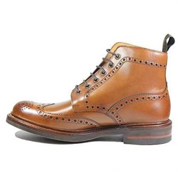Loake Men's Bedale Burnished Leather Brogue Derby Lace-Up Boots - Brown/Tan - Size 12