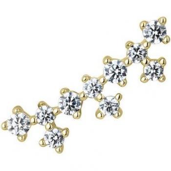 Pendiente trepador Brilliance de plata bañada en oro amarillo 18k
