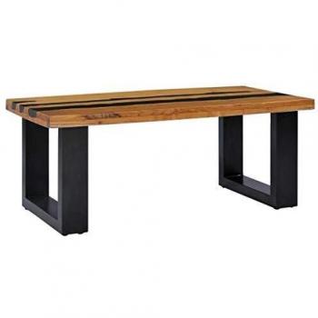 Coffee Table 100x50x40 cm Solid Teak Wood and Lava Stone