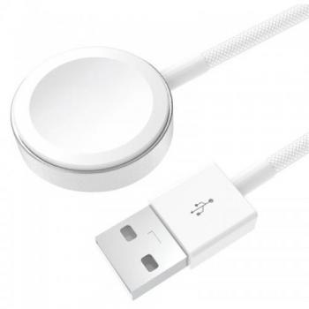 Cargador USB-A para Apple Watch, 2.5W, diseño compacto, cable trenzado de 1 metro, color blanco