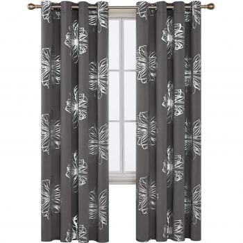 Deconovo Cortinas Opacas para Salón y Dormitorio con Aislamiento Térmico con 8 Ojales 117 x 229 cm 2 Piezas Gris Claro