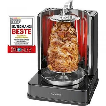 Bomann dvg 3006cb 3in1doner depollo y pinchos de vertical de multi parrilla perfecta para resultados al colector distribucion uniforme del calor grasa de acero inoxidable 1400w color negro