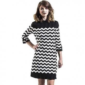 Dancing Days Vanilla Mujer Vestido Corto Negro-Blanco XL, 70% Viscosa, 30% nilon,