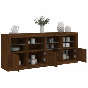 Aparador con luces LED 164x37x67 cm Mueble de Almacenaje de Salón Buffet Armario Auxiliar Armario de Almacenamiento marrón roble vidaXL