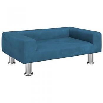Cama para perros de terciopelo azul 70x45x26,5 cm