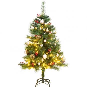150 cm Artificial Hinged Christmas Tree with 150 LEDs and Ornaments