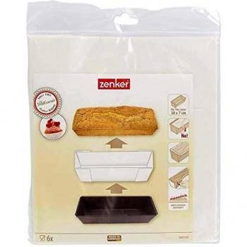 Zenker Papeles de horno para moldes rectangulares, 30 x 7 cm, 6 unidades