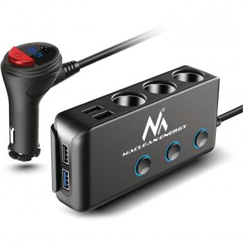 Divisor de Encendedor de Cigarrillos Maclean MCE218, 3 Salidas de Encendedor, 1xQuick Charge 3.0, 3xUSB 6.8A, 1xPower Delivery 18