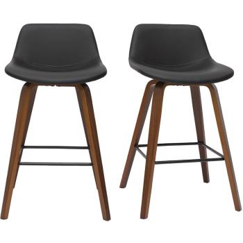 Set de 2 taburetes de cocina de diseño negro y nogal 65 cm NONIE