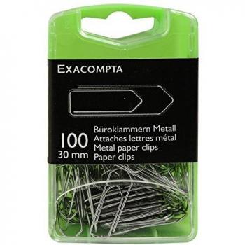 Caja de 100 clips metálicos Exacompta de 30 mm