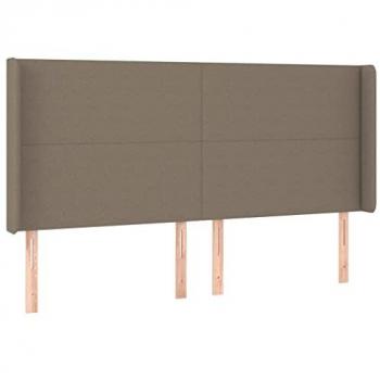 Cabecero con LED de tela gris taupe 183x16x118/128 cm
