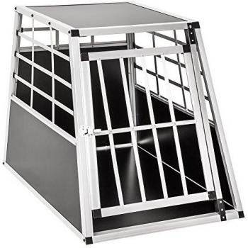 Transportín individual para perros Tectake con pared trasera vertical, perfiles de aluminio y contrachapado, esquinas de plástico, peso: 12 kg
