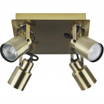 Conjunto de 4 lámparas de techo de metal latón con foco y pantalla giratoria Bonte