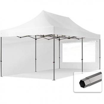 Carpa Plegable 3x6m PREMIUM Acero 40mm con Laterales y Ventanas Panorámicas, Blanca