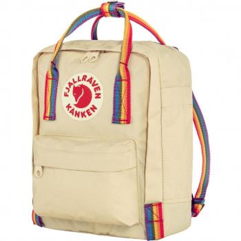 Fjällräven Kånken Mini Backpack - Light Oak with Rainbow Pattern