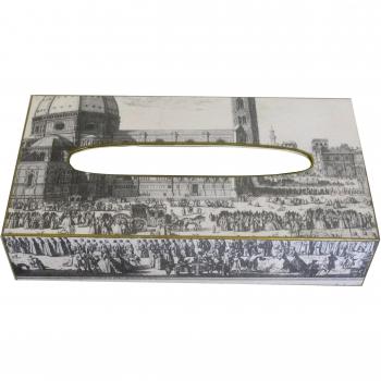 Fundashop FCPV33 - Caja cubre Kleenex, decoración fornasetti, madera, color hueso y negro
