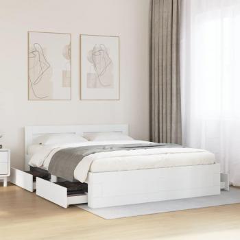 Cama paseante redondo con cabecero blanco 150x200 cm en madera multicapa