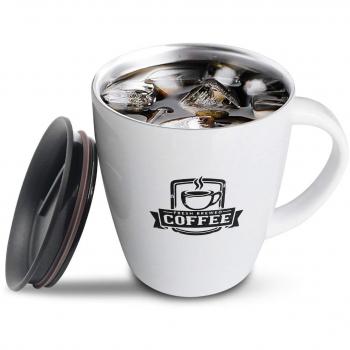 Taza de café de acero inoxidable, taza de viaje de café de reserva de calor frío con tapa para el hogar de oficina Camping para bebidas calientes de frío