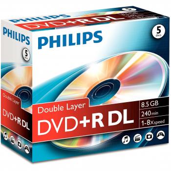 Philips DVD+R DR8S8J05C - DVD+R DL 8.5 GB, 240 min, velocidad 8x