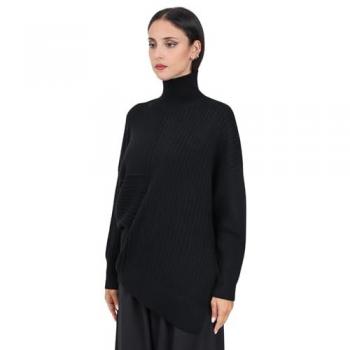 Armani Exchange Women's Black High Neck Sweater - Size L, Casual Acrylic