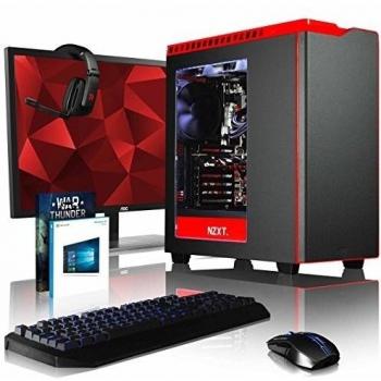 VIBOX Armageddon RS580-920 Paquet Gaming PC - 3,3GHz Intel i5 Quad Core CPU, Radeon RX 480, Extremo, Ordenador de sobremesa Gaming con enfriador por agua vale de juego, con monitor, Windows 10, Iluminaciàn interna blanco