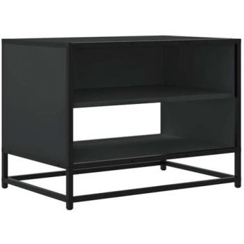 Mueble de TV madera de ingeniería y metal negro 61x40x46 cm